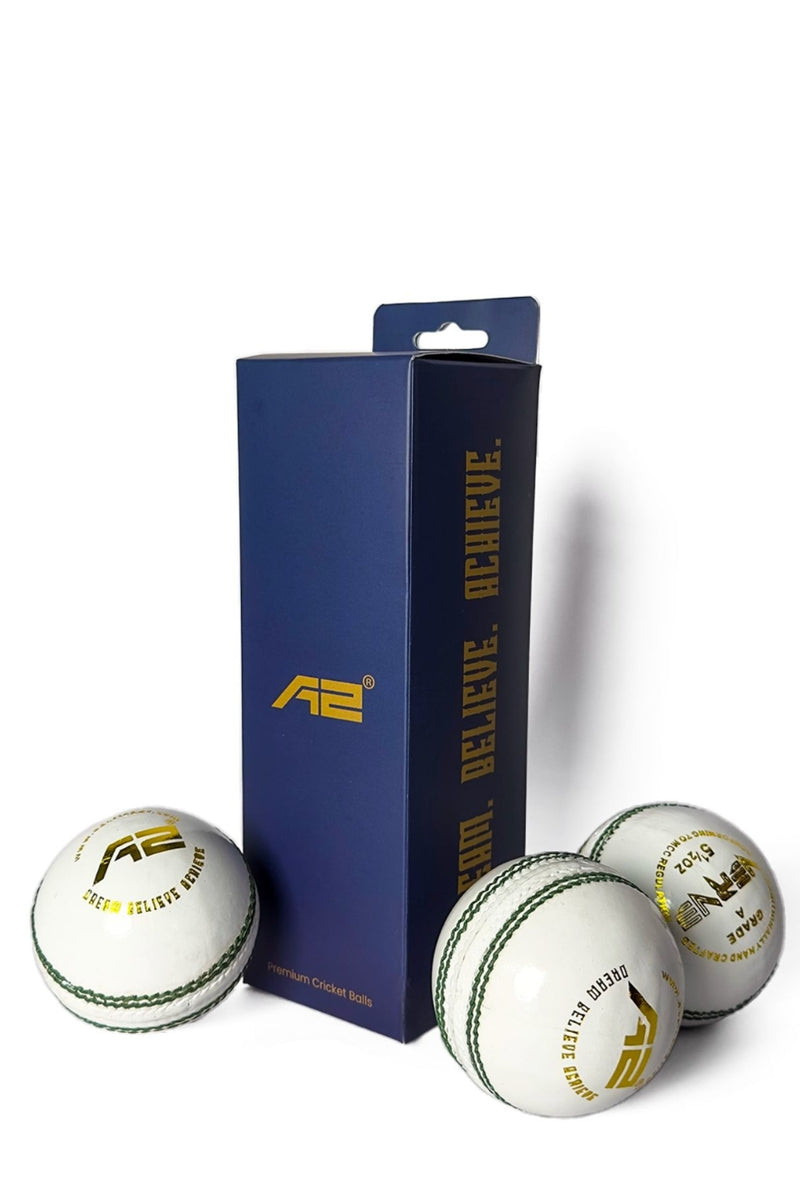 4 Piece Leather Cricket Ball - Verve White (Box of 3 balls)