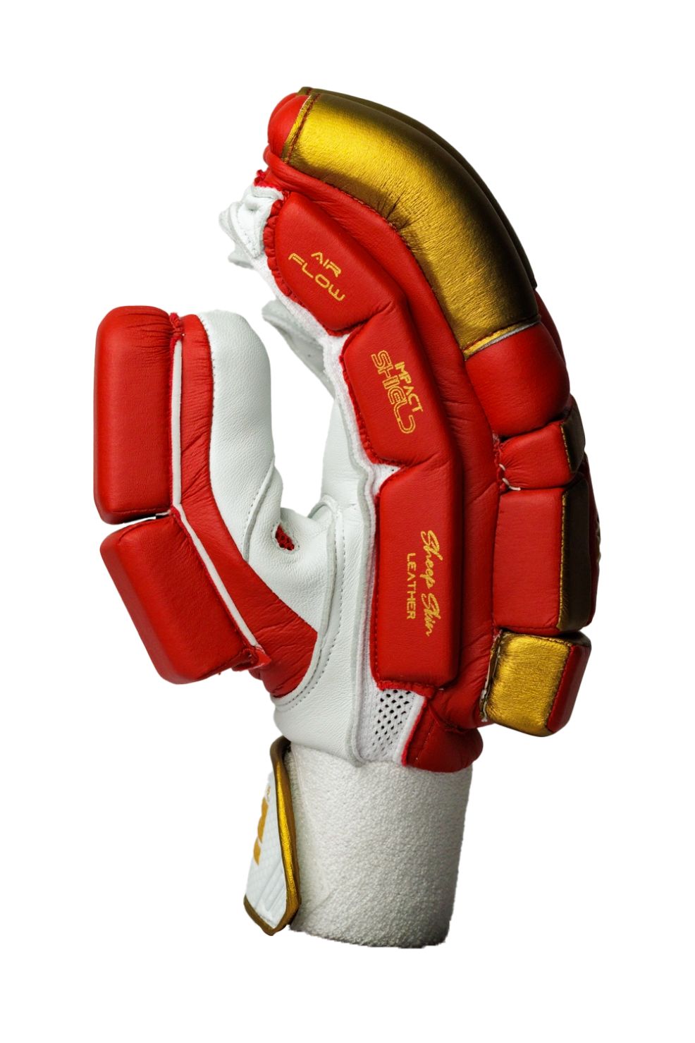 Cricket Batting Gloves - Gold & Red