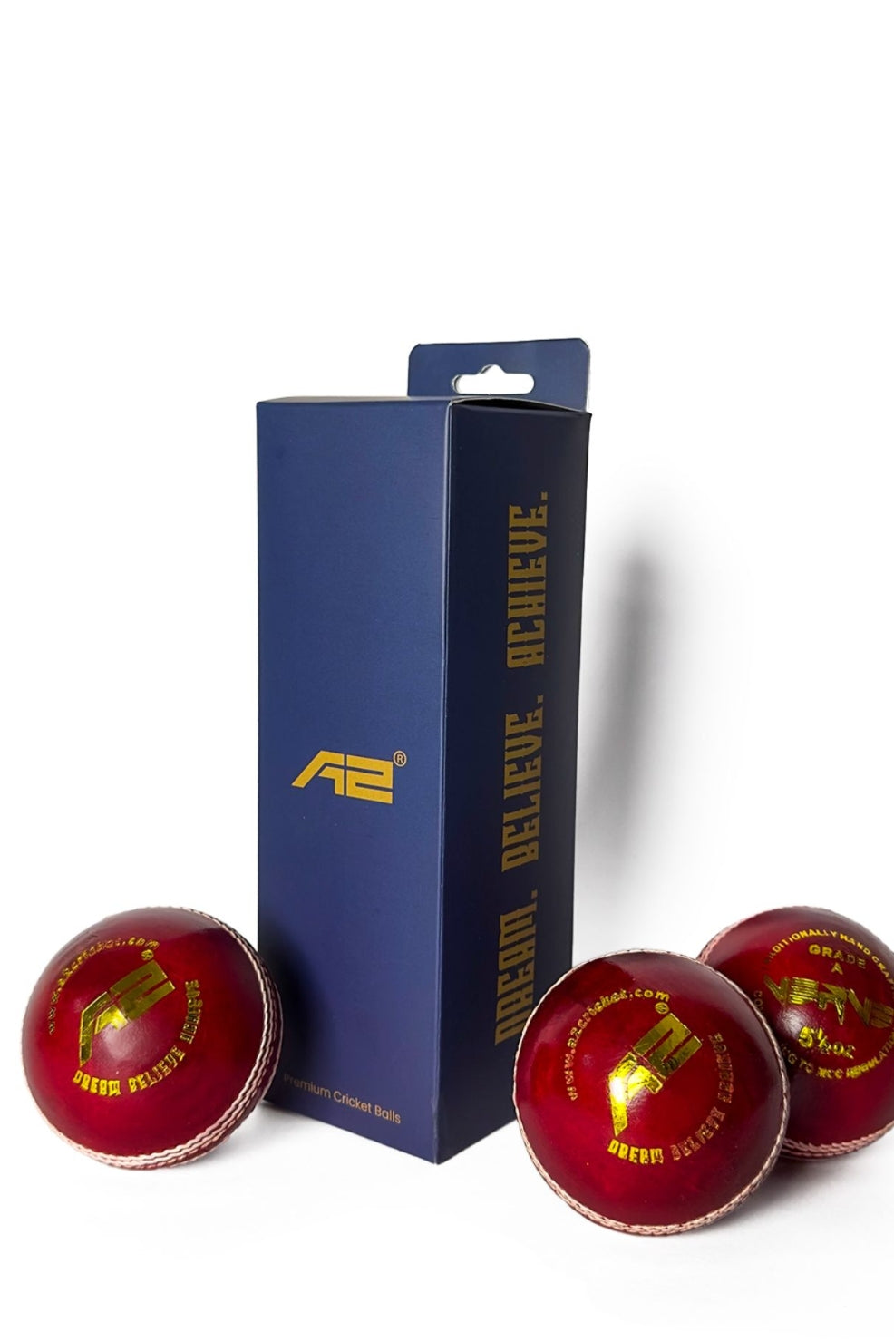 4 Piece Leather Cricket Ball - Verve Red (Box of 3 balls)