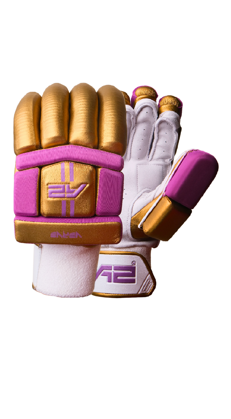 Cricket Batting Gloves Gold Purple A2 Cricket A2 Cricket