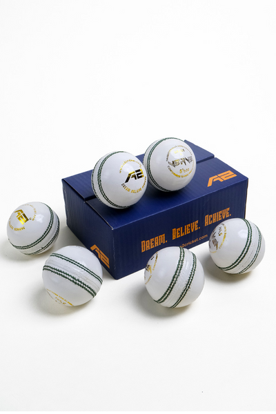 4 Piece Leather Cricket Ball - Verve White (Box of 6 balls)