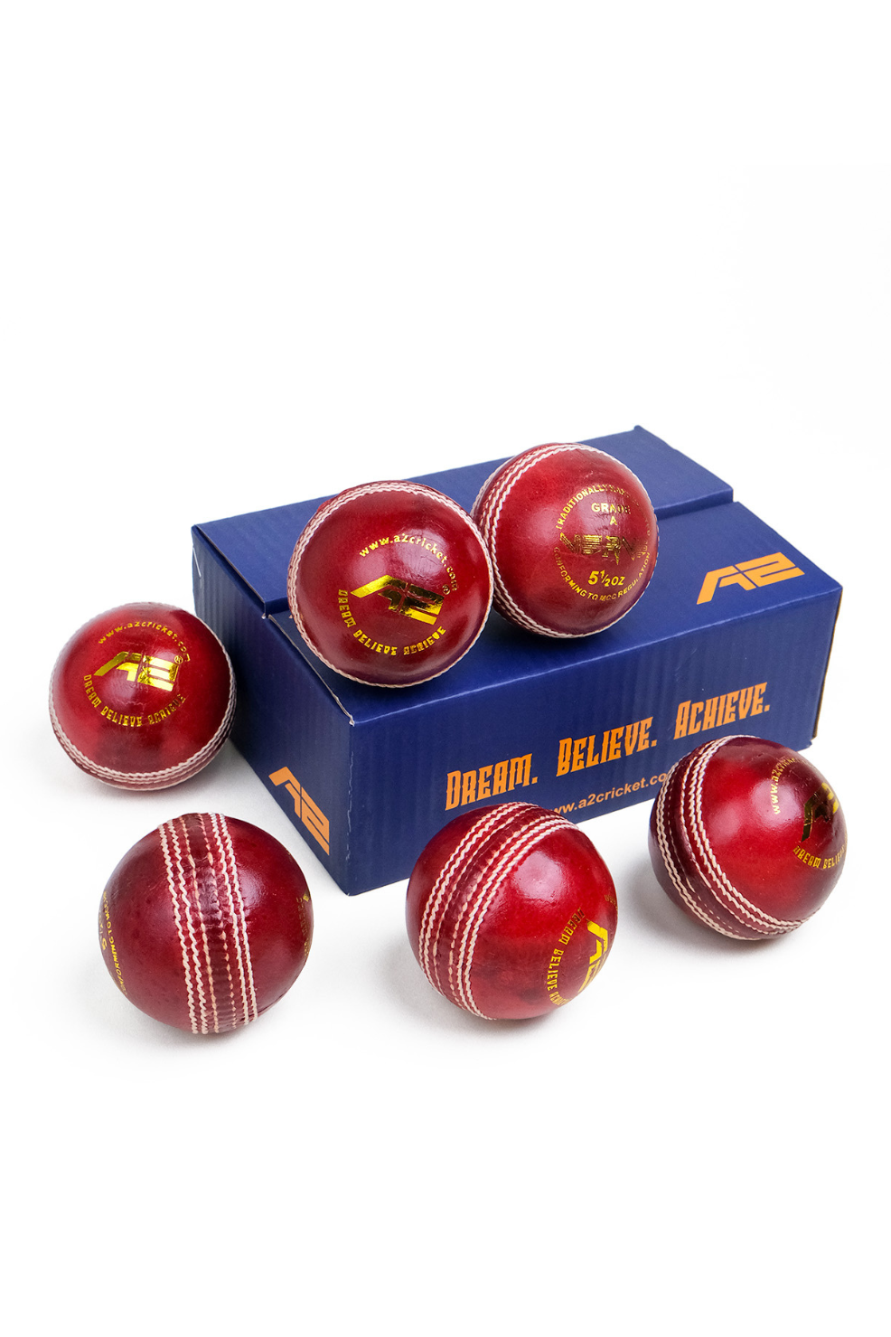 4 Piece Leather Cricket Ball - Verve Red (Box of 6 balls)