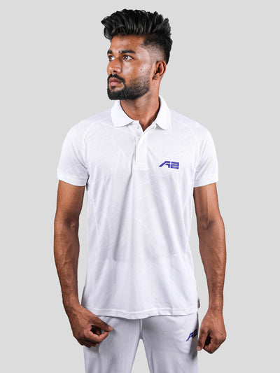 White Jacquard Cricket Match Shirt